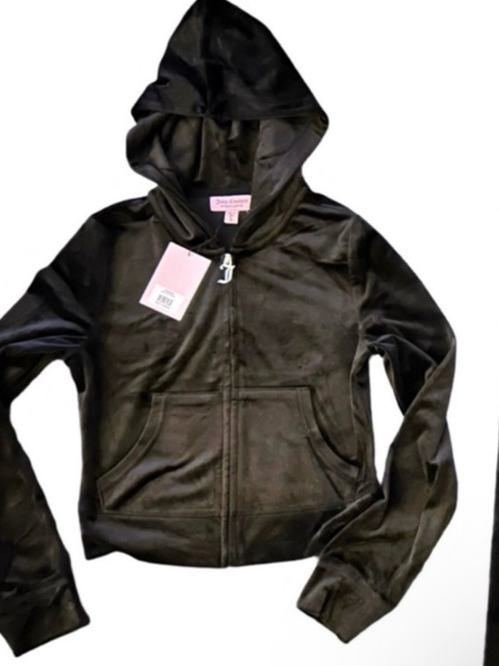 JUICY COUTURE BLACK LIQUORICE OG BLING RHINESTONE VELOUR TRACKSUIT *HOODIE* NWT - Picture 13 of 15